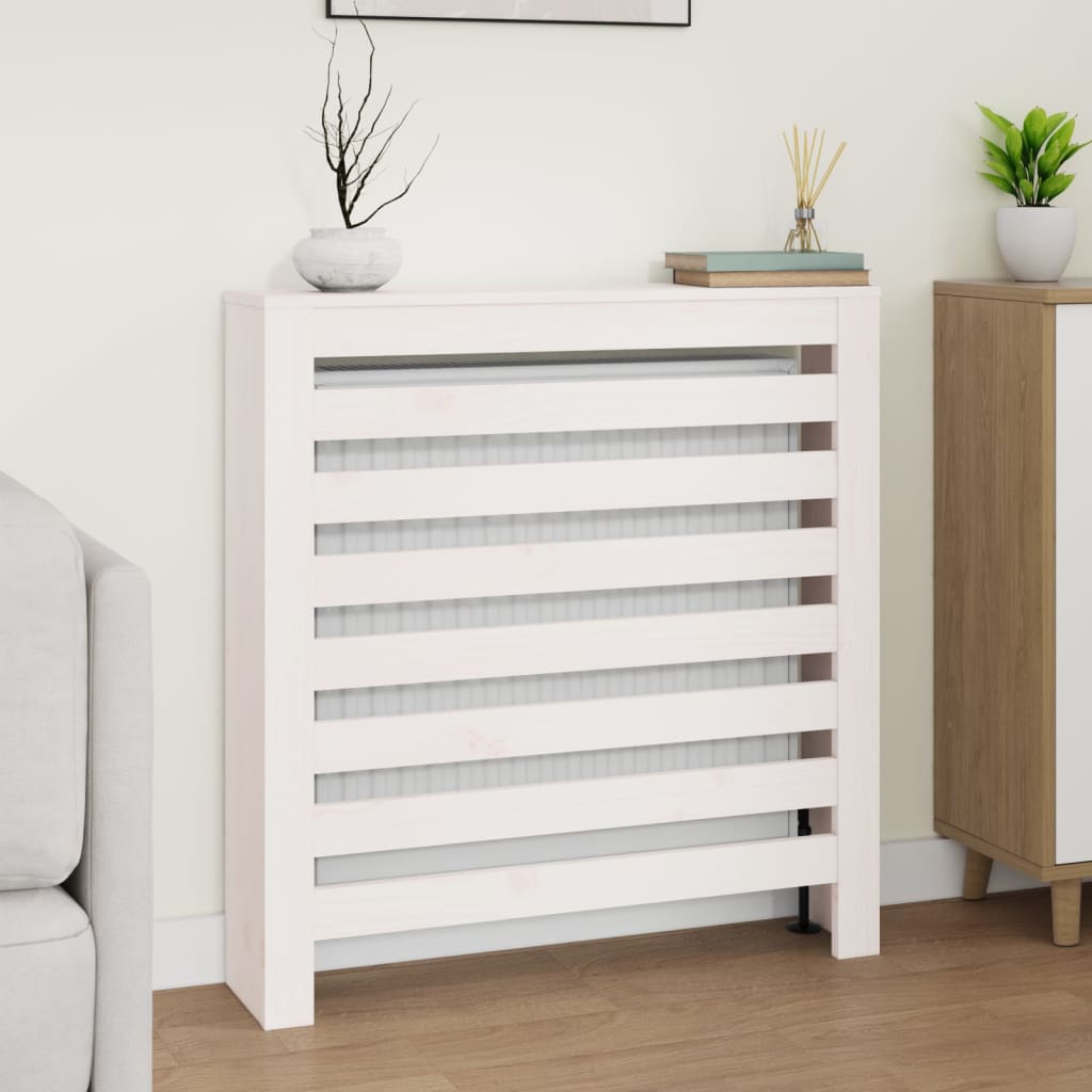 Cache-radiateur Blanc 79,5x19x84 cm Bois massif de pin