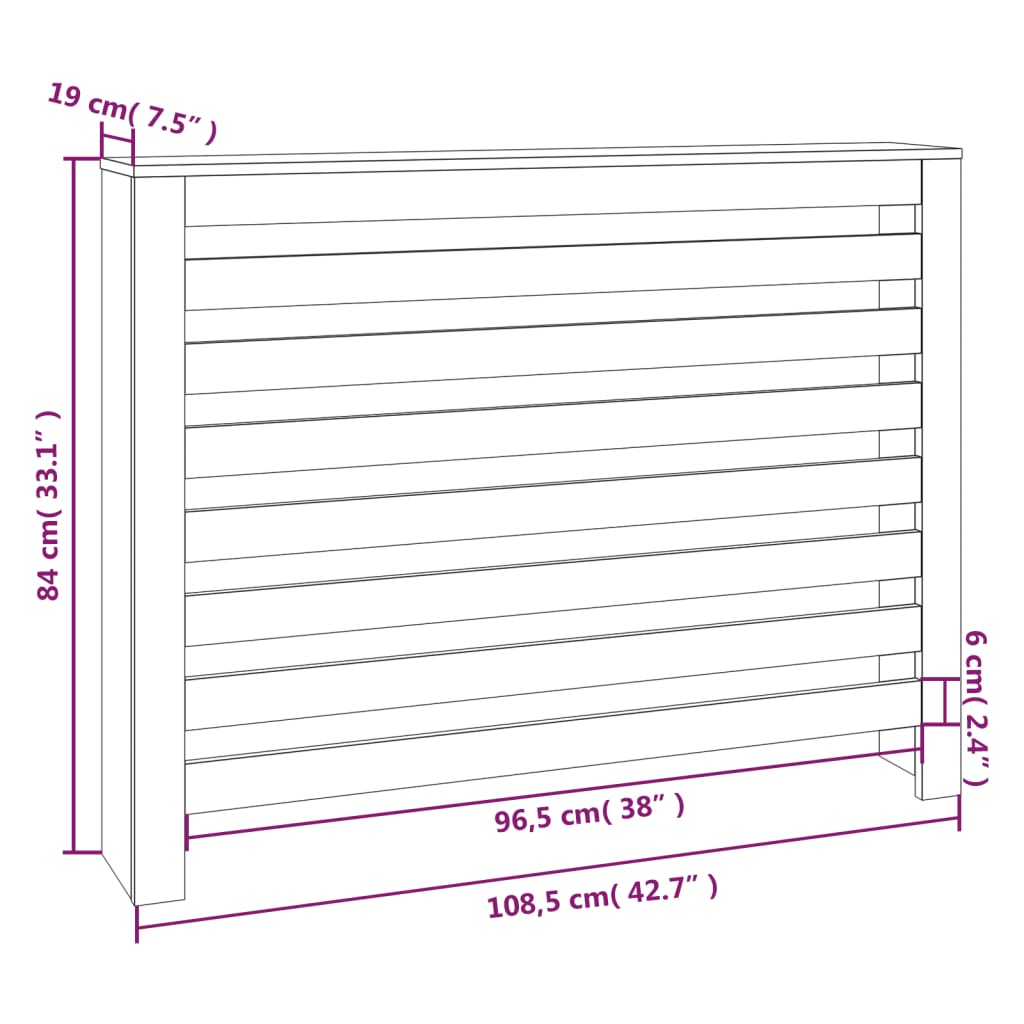 Cache-radiateur 108,5x19x84 cm Bois massif de pin