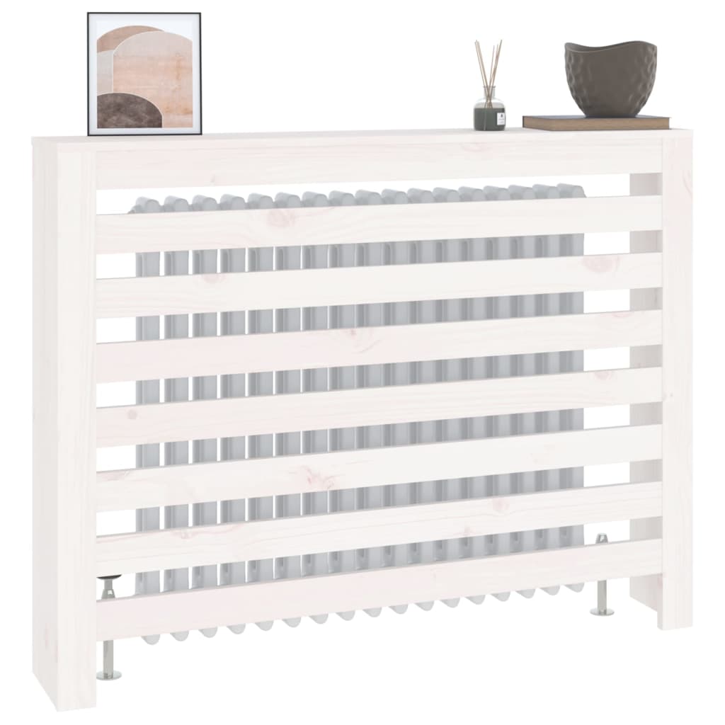 Cache-radiateur Blanc 108,5x19x84 cm Bois massif de pin