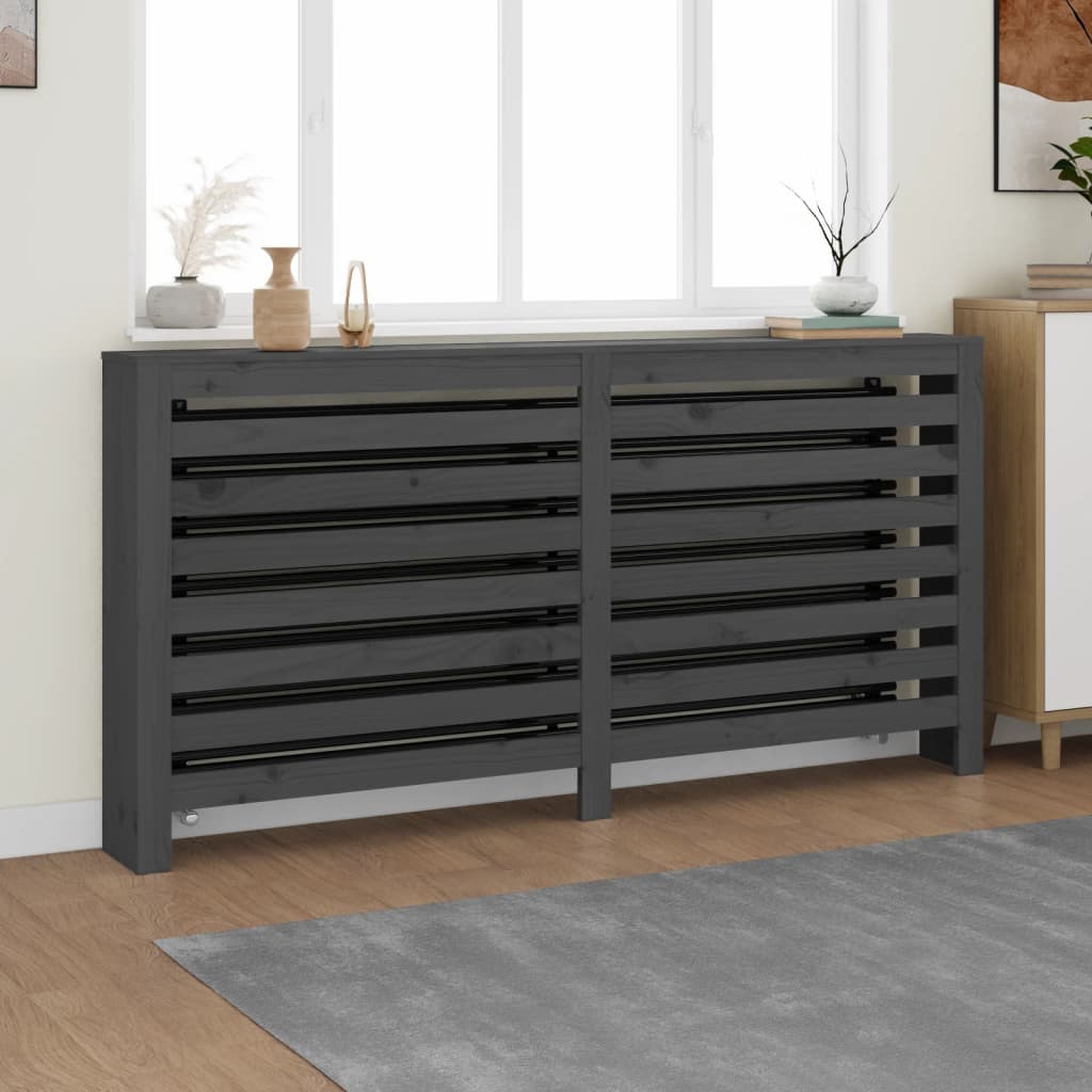 Cache-radiateur Gris 169x19x84 cm Bois massif de pin