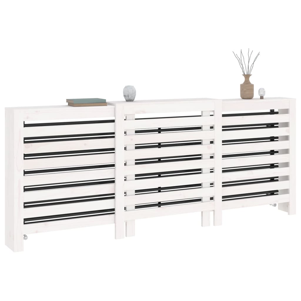 Cache-radiateur Blanc 210x21x85 cm Bois massif de pin