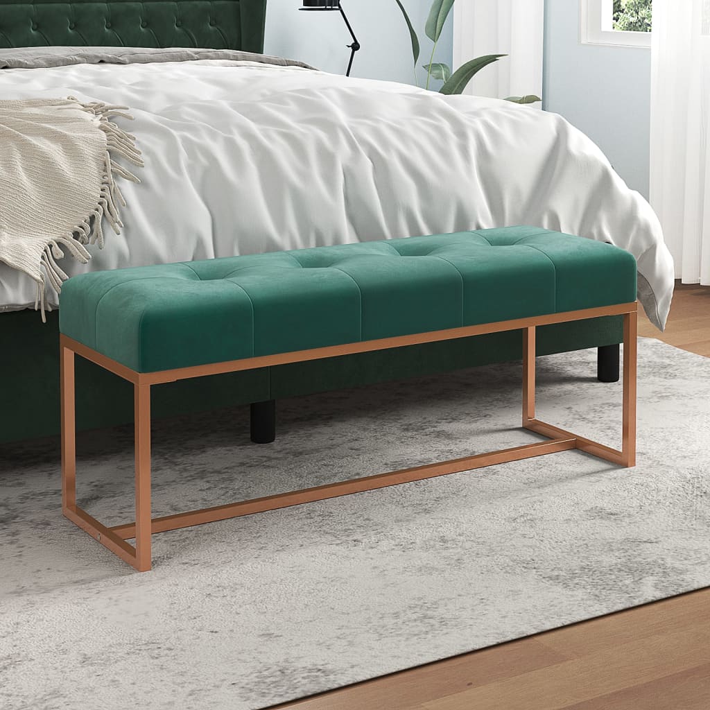 Banc Vert foncé 110x36x45 cm Velours