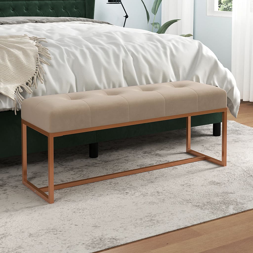 Banc Beige 110x36x45 cm Velours