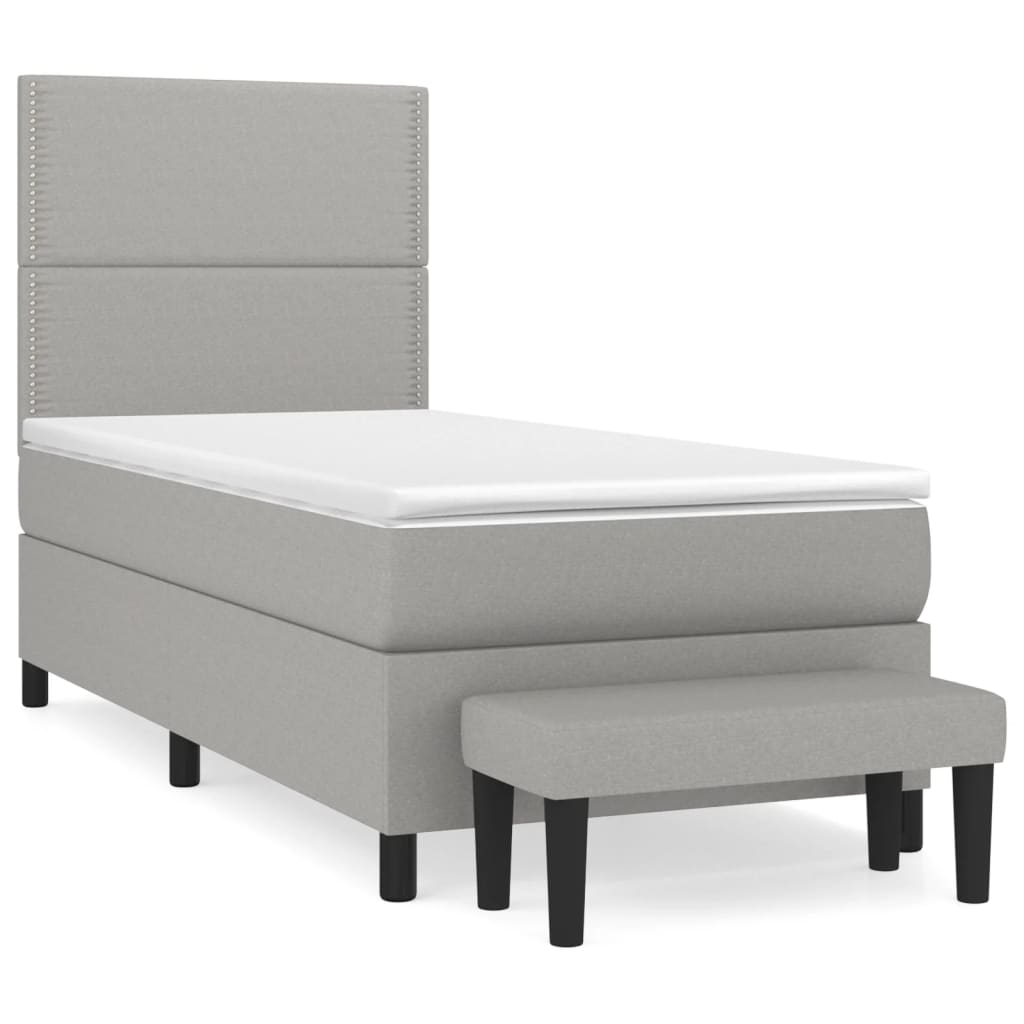 Sommier à lattes de lit avec matelas Gris clair 80x200 cm Tissu