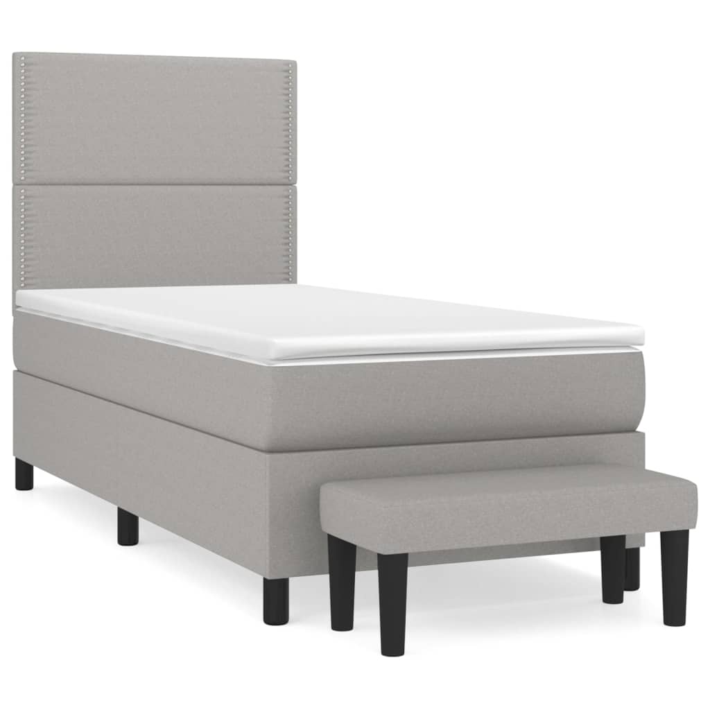 Sommier à lattes de lit avec matelas Gris clair 90x200 cm Tissu