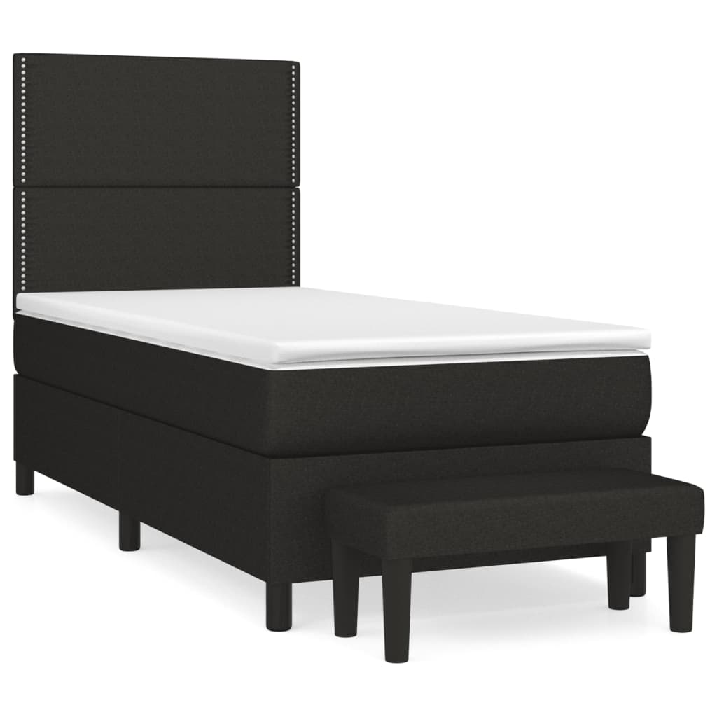 Sommier à lattes de lit avec matelas Noir 90x200 cm Tissu