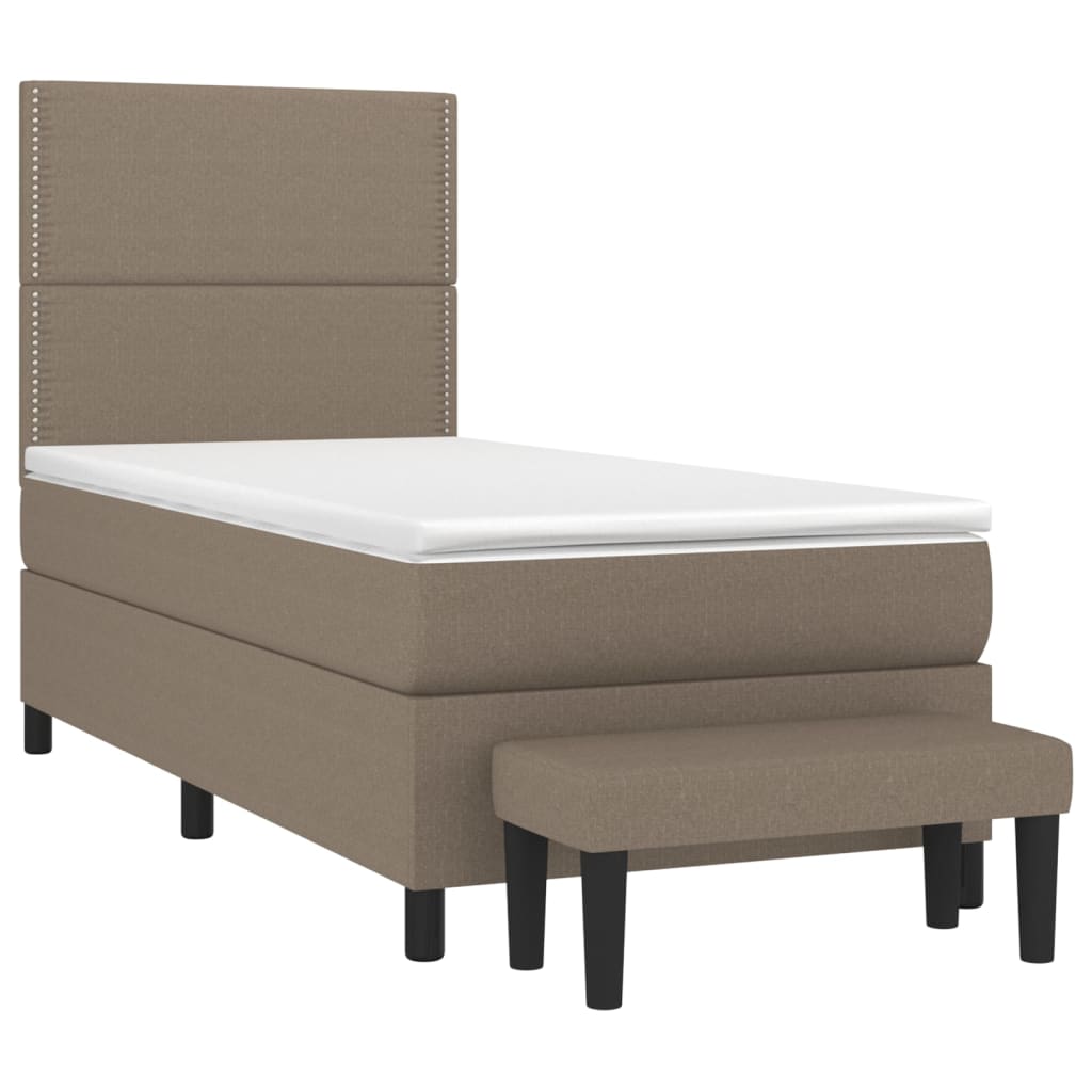 Sommier à lattes de lit avec matelas Taupe 90x200 cm Tissu