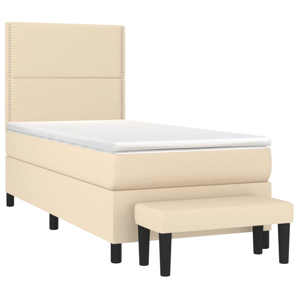 Sommier à lattes de lit avec matelas Crème 90x200 cm Tissu