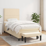 Sommier à lattes de lit avec matelas Crème 90x200 cm Tissu