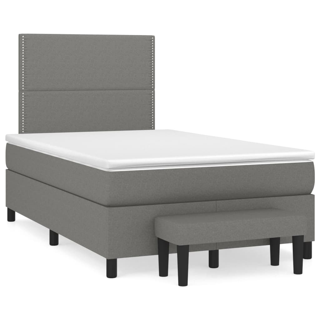 Sommier à lattes de lit avec matelas Gris foncé 120x200cm Tissu