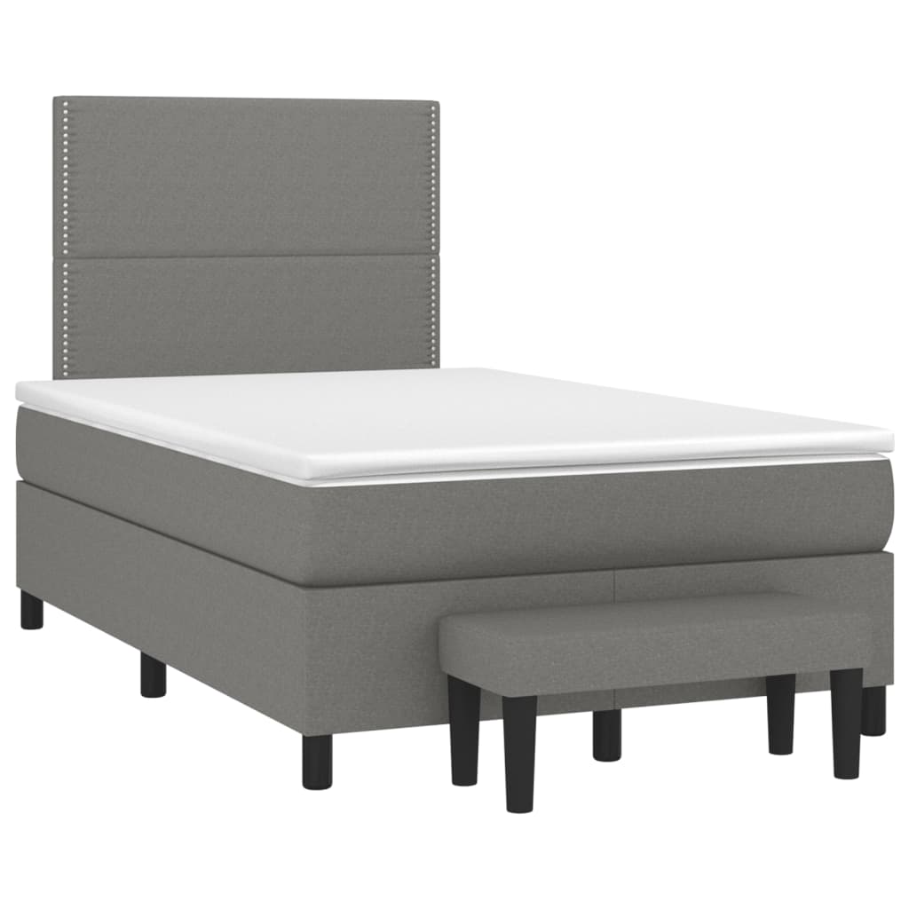 Sommier à lattes de lit avec matelas Gris foncé 120x200cm Tissu