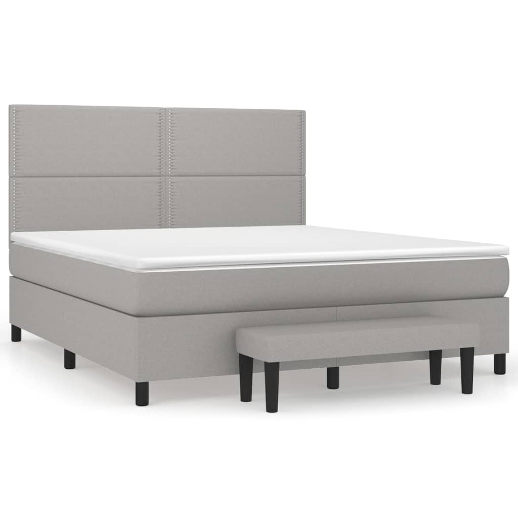 Sommier à lattes de lit avec matelas Gris clair 160x200cm Tissu