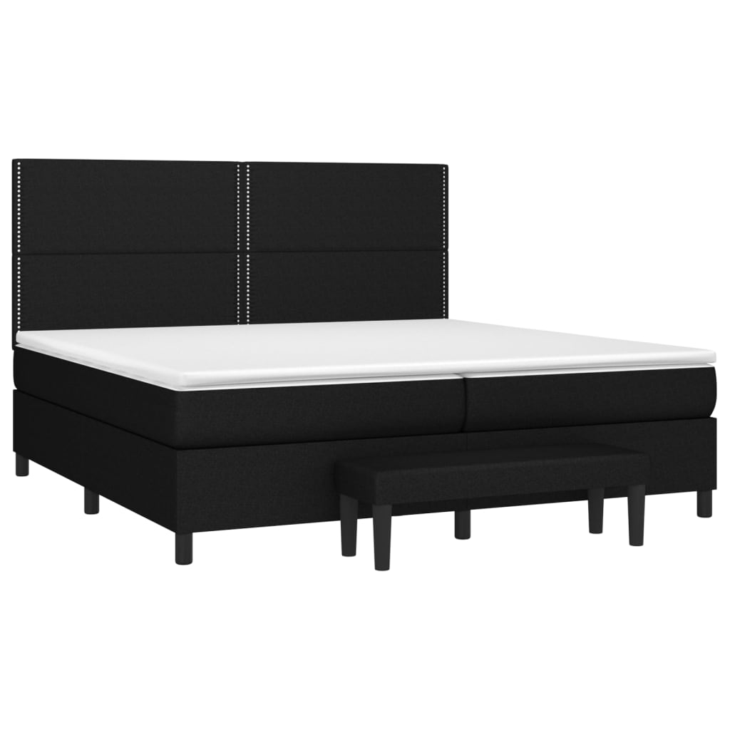 Sommier à lattes de lit avec matelas Noir 200x200 cm Tissu