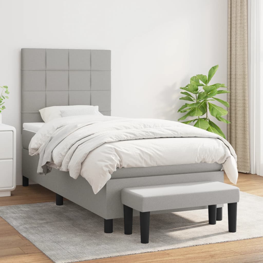 Sommier à lattes de lit avec matelas Gris clair 80x200 cm Tissu