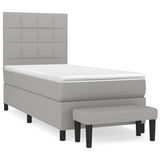 Sommier à lattes de lit avec matelas Gris clair 90x200 cm Tissu