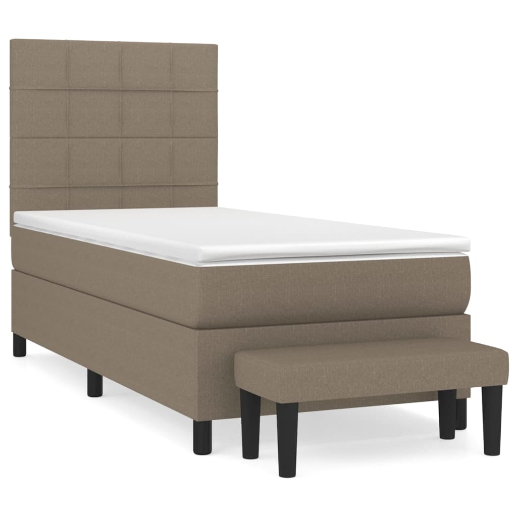 Sommier à lattes de lit avec matelas Taupe 90x200 cm Tissu