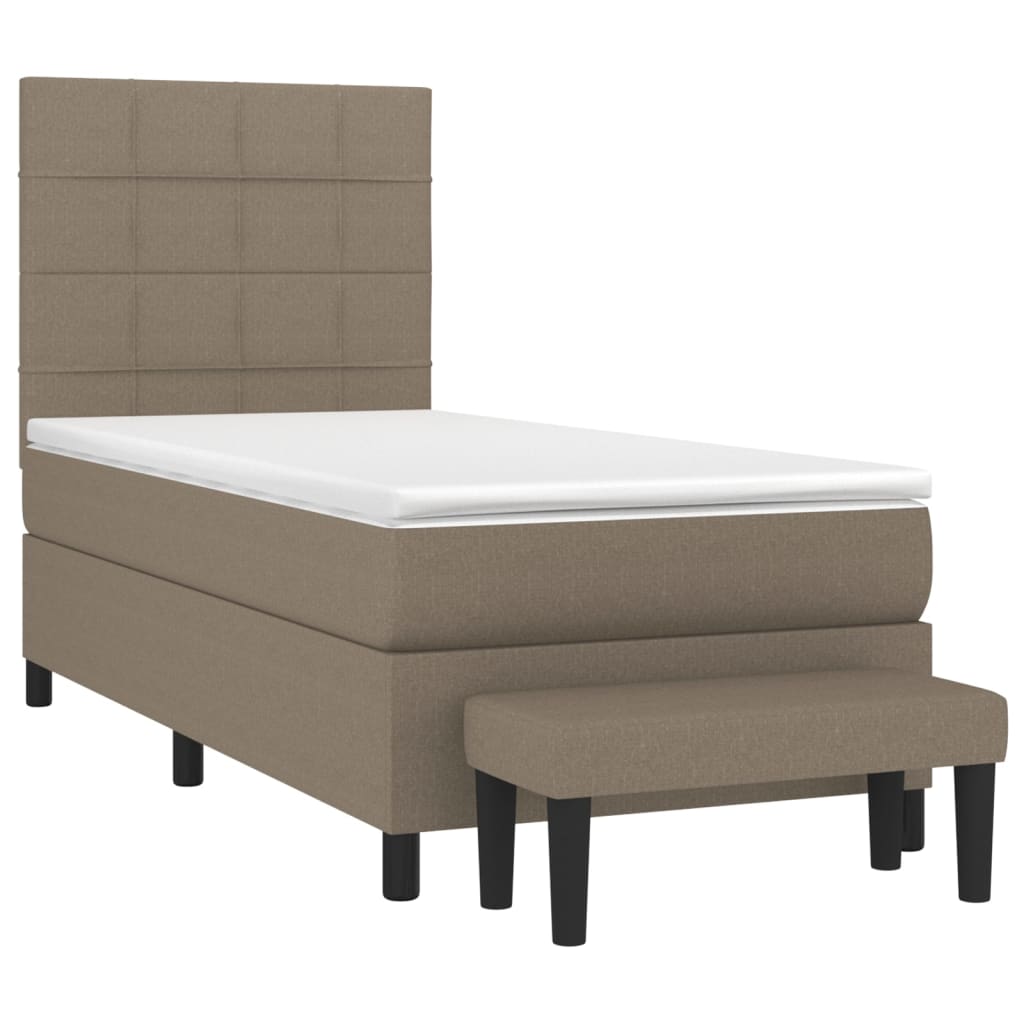 Sommier à lattes de lit avec matelas Taupe 90x200 cm Tissu