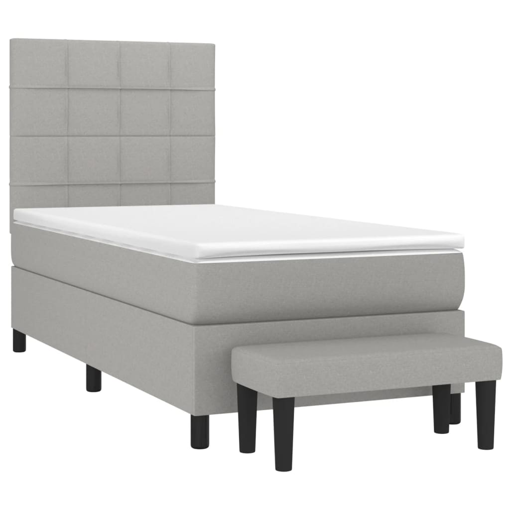 Sommier à lattes de lit avec matelas Gris clair 100x200cm Tissu