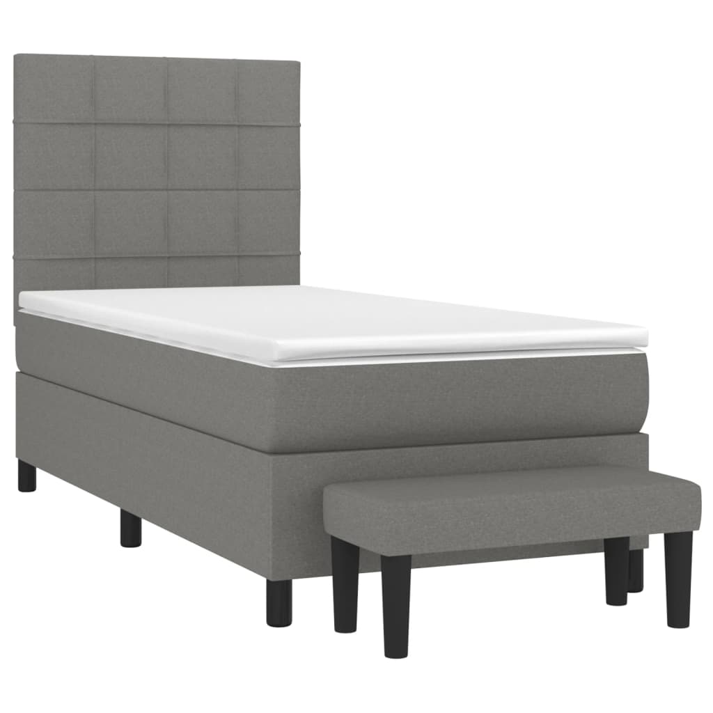 Sommier à lattes de lit avec matelas Gris foncé 100x200cm Tissu