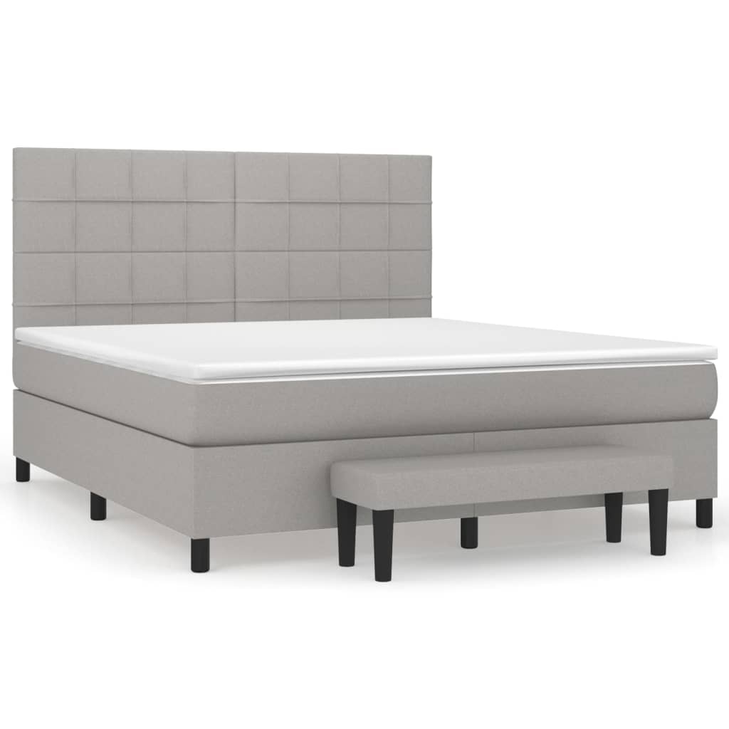 Sommier à lattes de lit avec matelas Gris clair 160x200cm Tissu