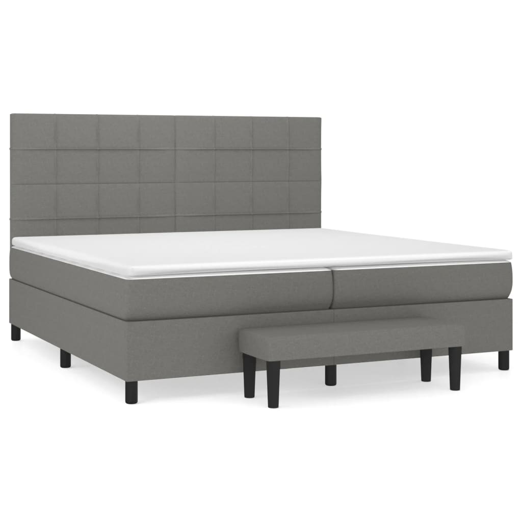 Sommier à lattes de lit avec matelas Gris foncé 200x200cm Tissu