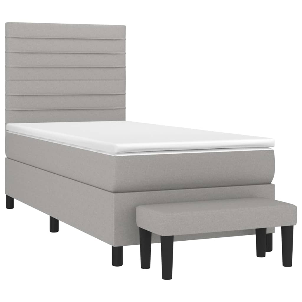 Sommier à lattes de lit avec matelas Gris clair 80x200 cm Tissu