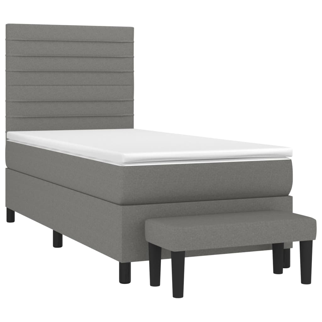 Sommier à lattes de lit avec matelas Gris foncé 80x200 cm Tissu