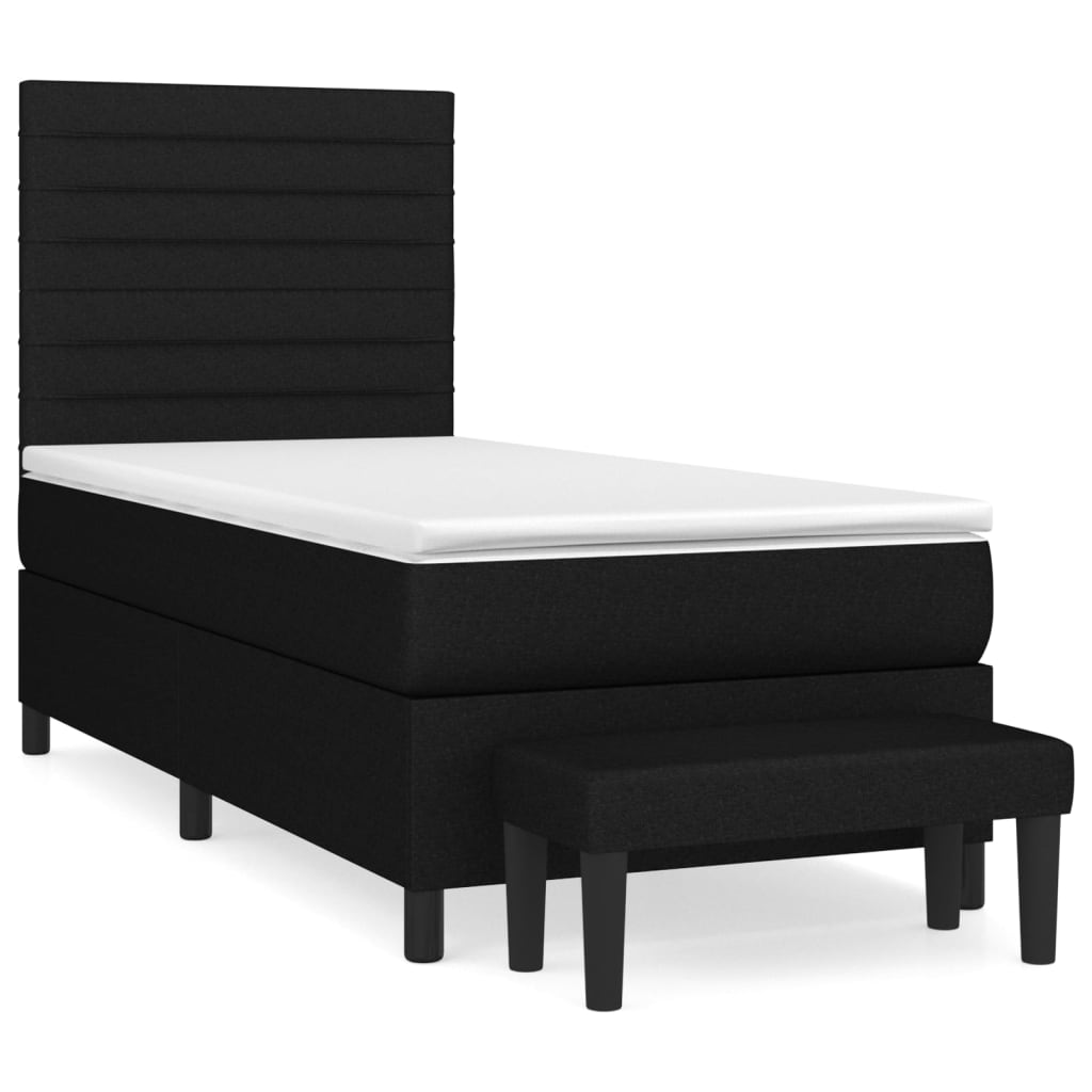 Sommier à lattes de lit avec matelas Noir 90x200 cm Tissu