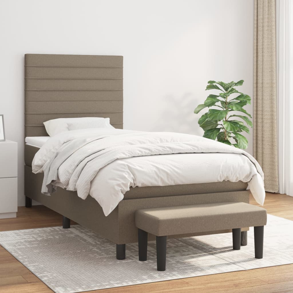 Sommier à lattes de lit avec matelas Taupe 90x200 cm Tissu