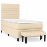 Sommier à lattes de lit avec matelas Crème 90x200 cm Tissu