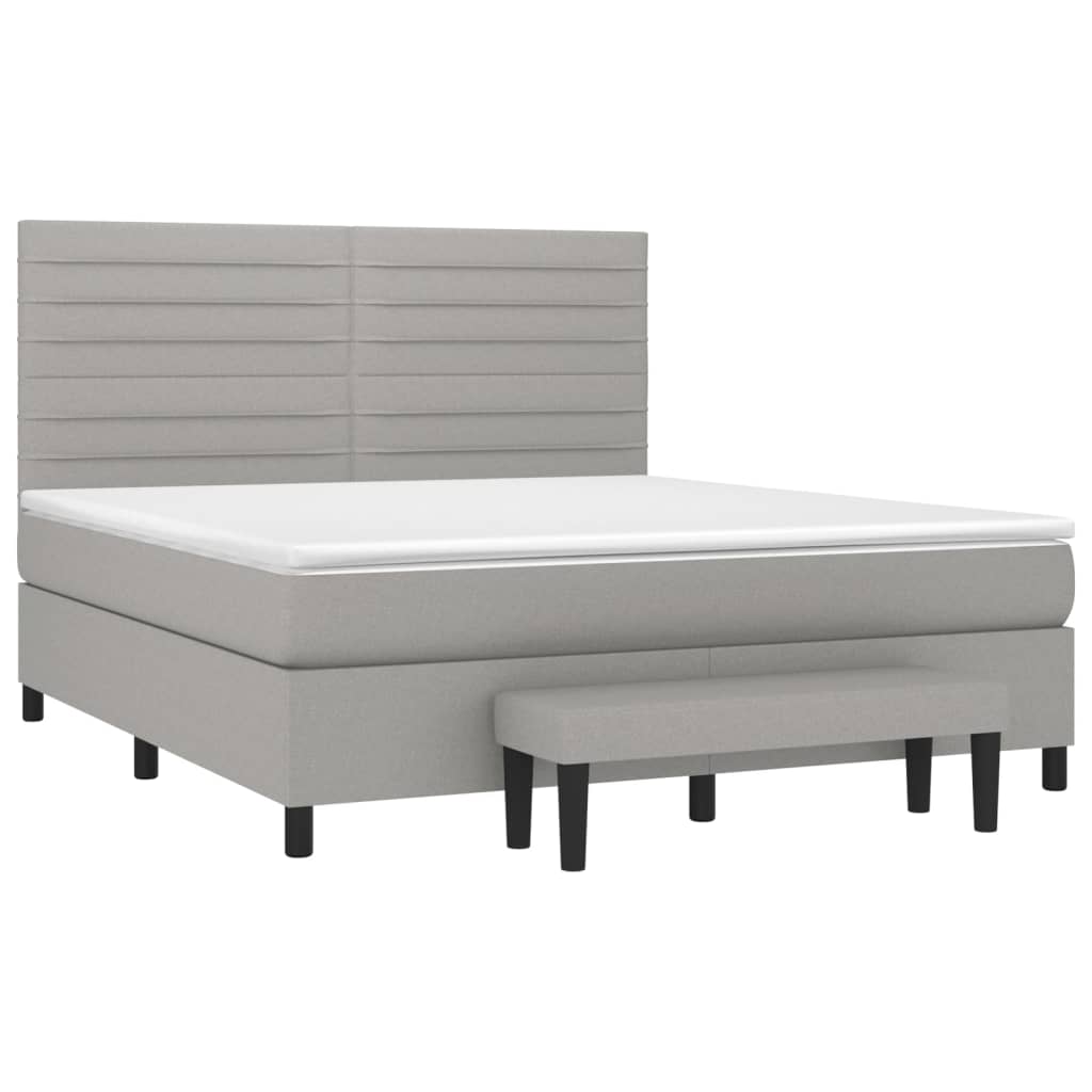 Sommier à lattes de lit avec matelas Gris clair 160x200cm Tissu