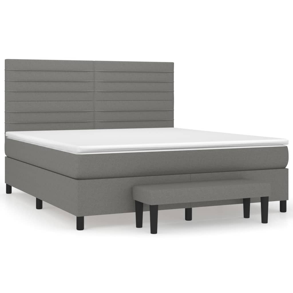 Sommier à lattes de lit avec matelas Gris foncé 160x200cm Tissu