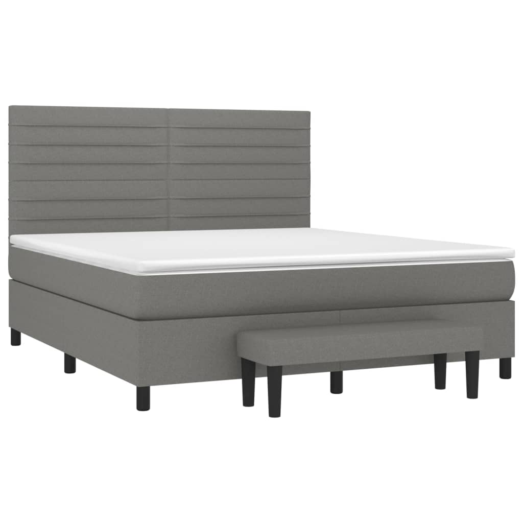 Sommier à lattes de lit avec matelas Gris foncé 180x200cm Tissu