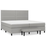 Sommier à lattes de lit avec matelas Gris clair 200x200cm Tissu