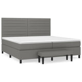 Sommier à lattes de lit avec matelas Gris foncé 200x200cm Tissu