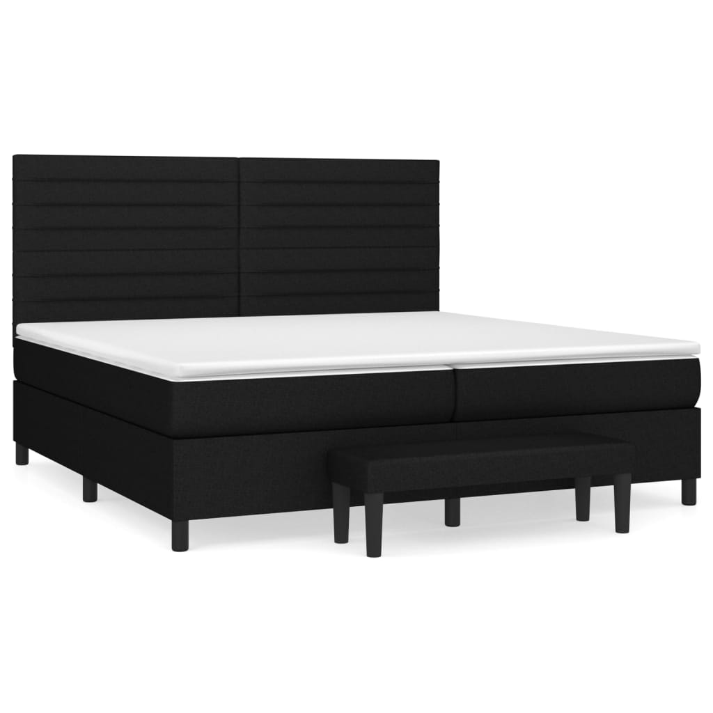 Sommier à lattes de lit avec matelas Noir 200x200 cm Tissu