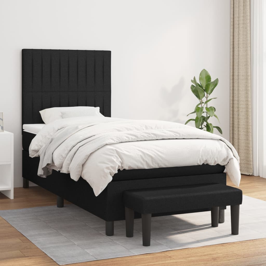 Sommier à lattes de lit avec matelas Noir 90x200 cm Tissu