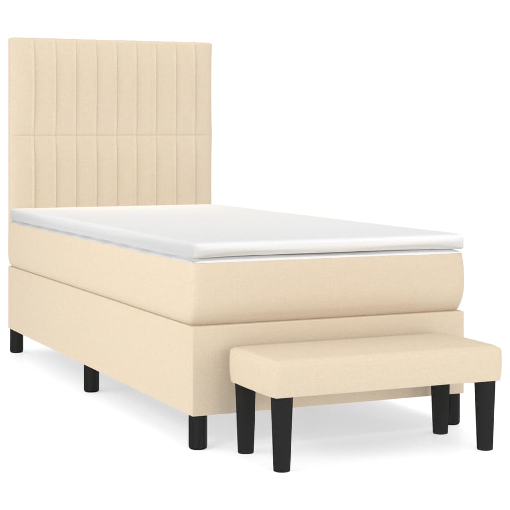 Sommier à lattes de lit avec matelas Crème 100x200 cm Tissu