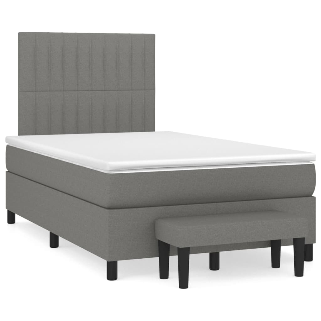 Sommier à lattes de lit avec matelas Gris foncé 120x200cm Tissu