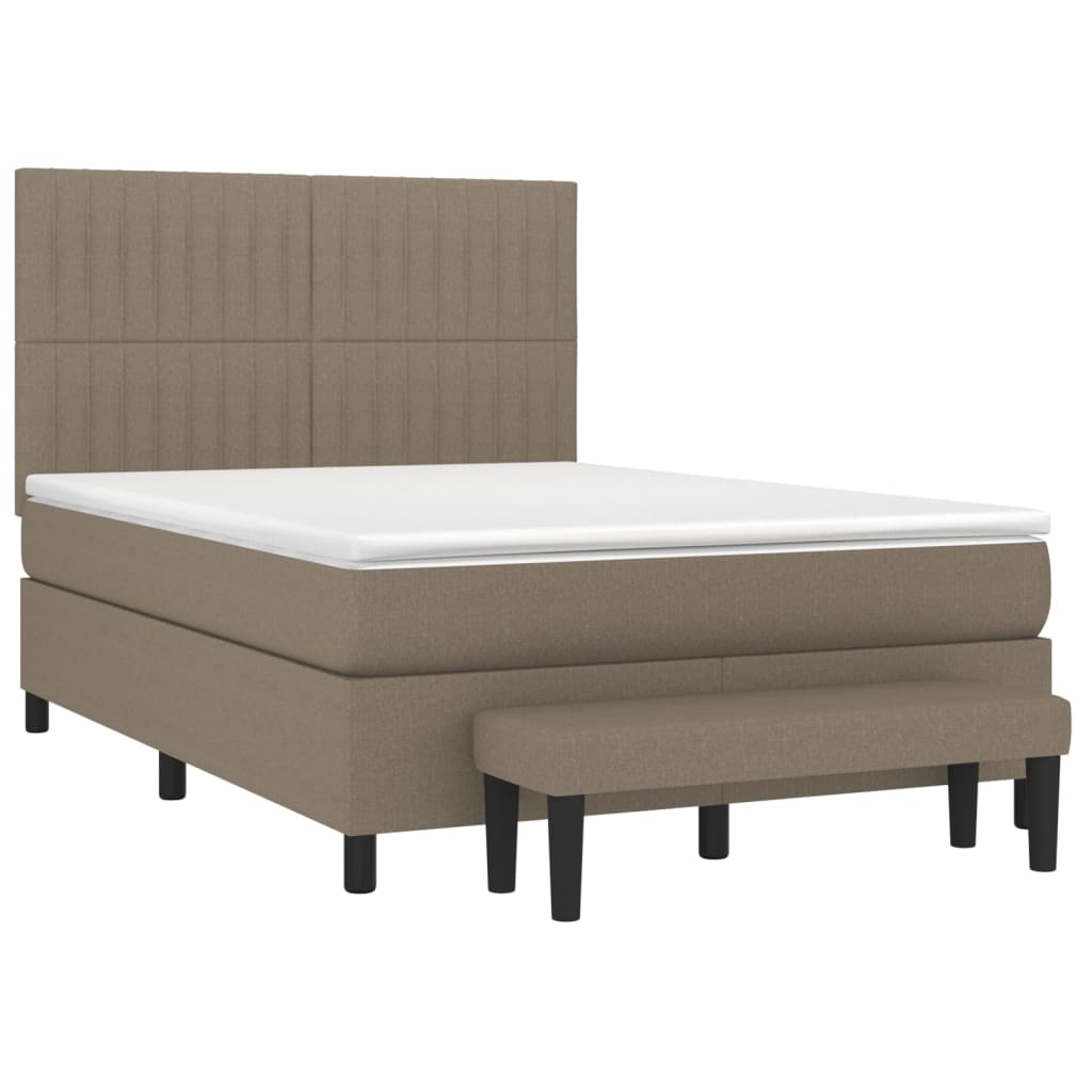 Sommier à lattes de lit avec matelas Taupe 140x200 cm Tissu