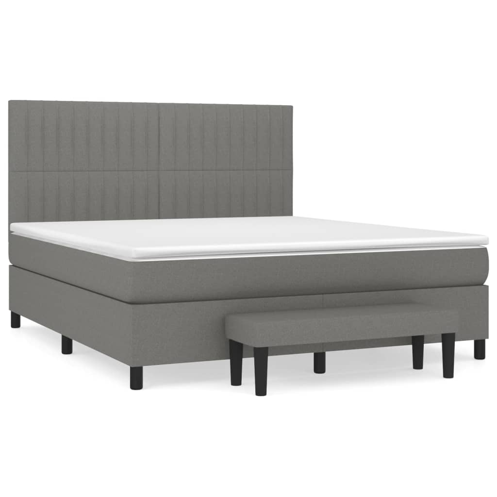 Sommier à lattes de lit avec matelas Gris foncé 160x200cm Tissu