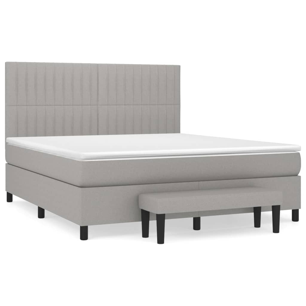 Sommier à lattes de lit avec matelas Gris clair 180x200cm Tissu