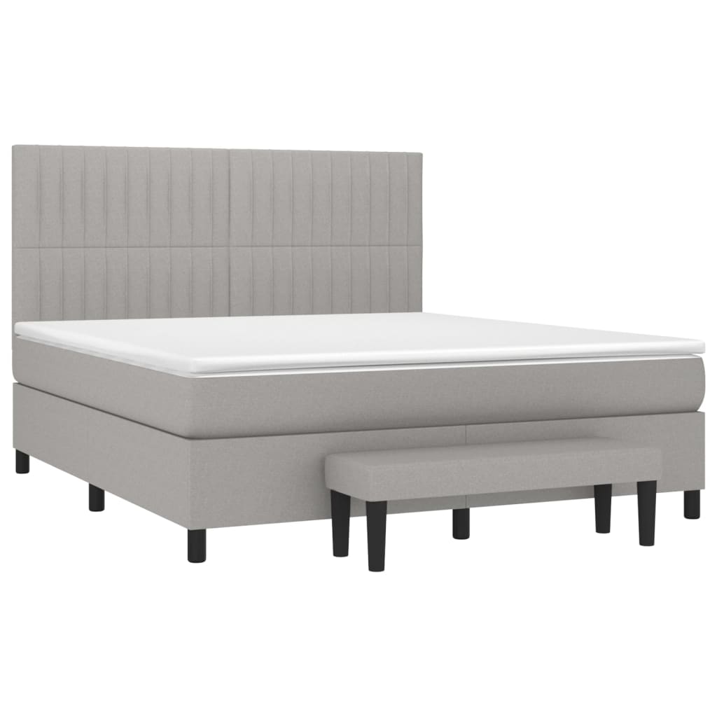 Sommier à lattes de lit avec matelas Gris clair 180x200cm Tissu