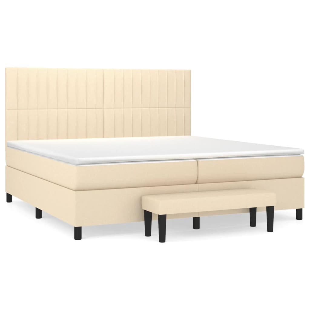 Sommier à lattes de lit avec matelas Crème 200x200 cm Tissu