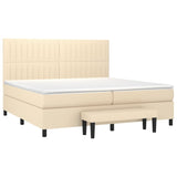 Sommier à lattes de lit avec matelas Crème 200x200 cm Tissu