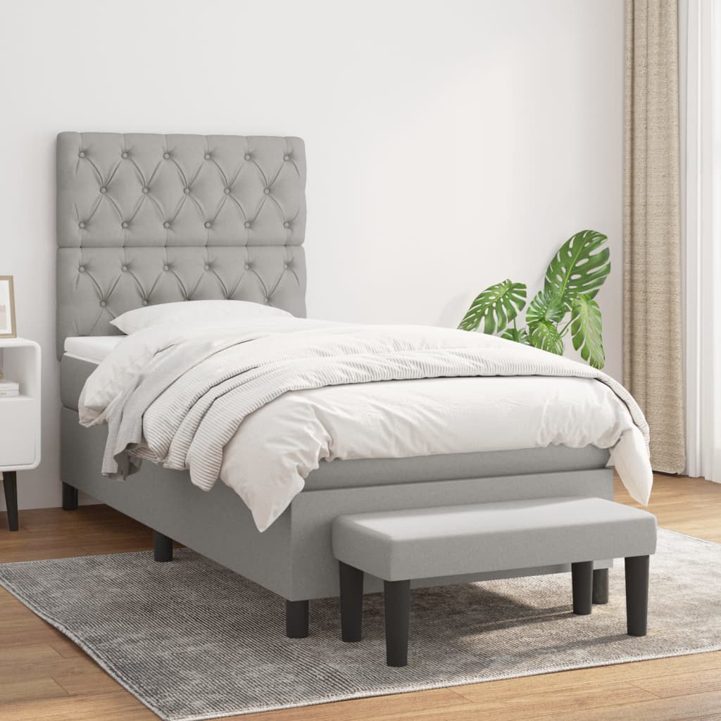 Sommier à lattes de lit avec matelas Gris clair 80x200 cm Tissu