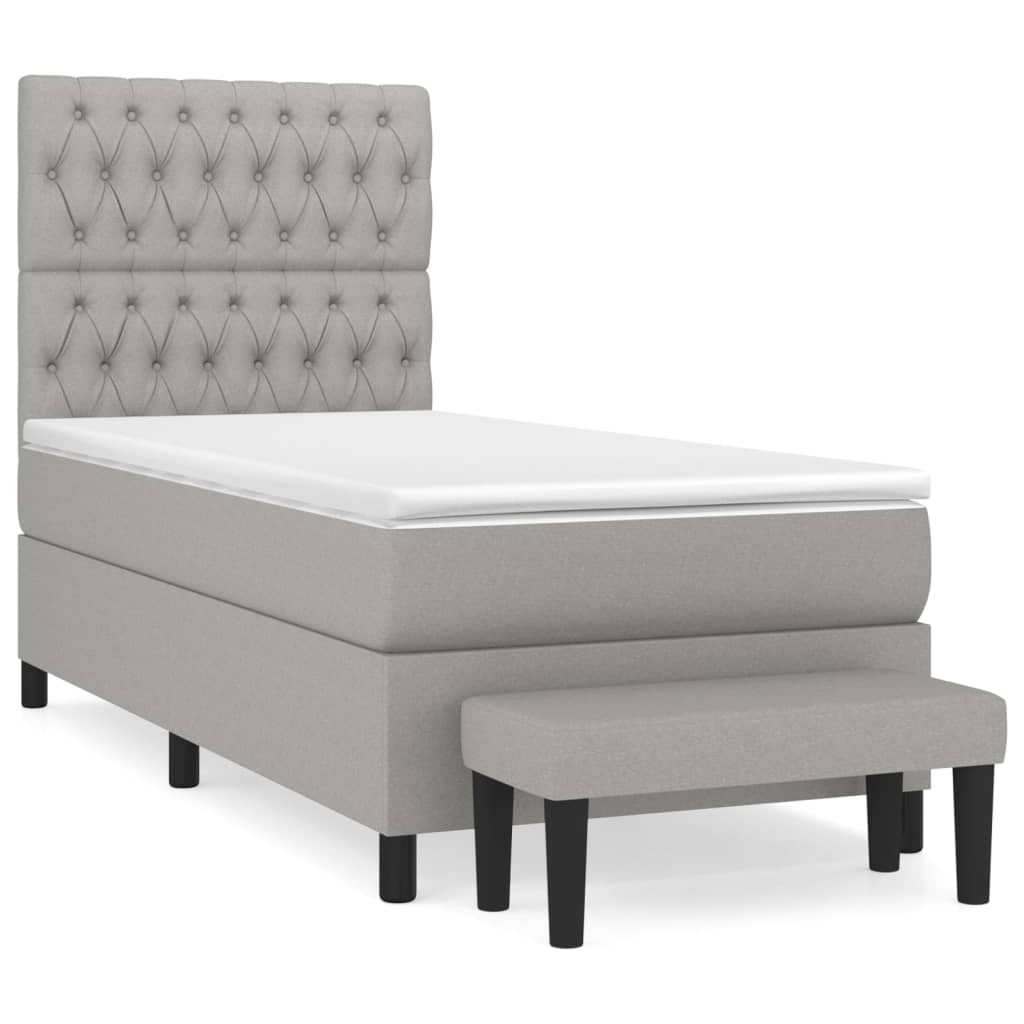 Sommier à lattes de lit avec matelas Gris clair 90x200 cm Tissu