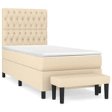 Sommier à lattes de lit avec matelas Crème 90x200 cm Tissu