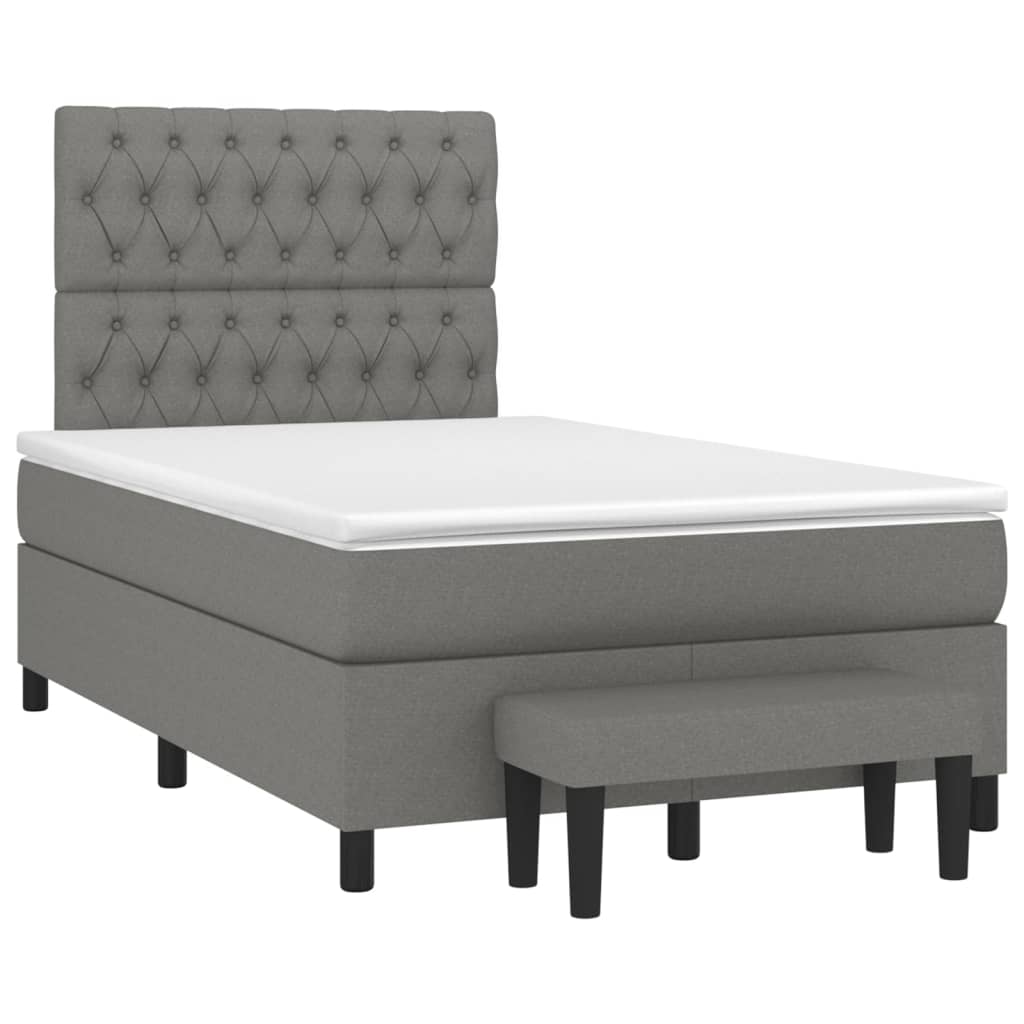 Sommier à lattes de lit avec matelas Gris foncé 120x200cm Tissu