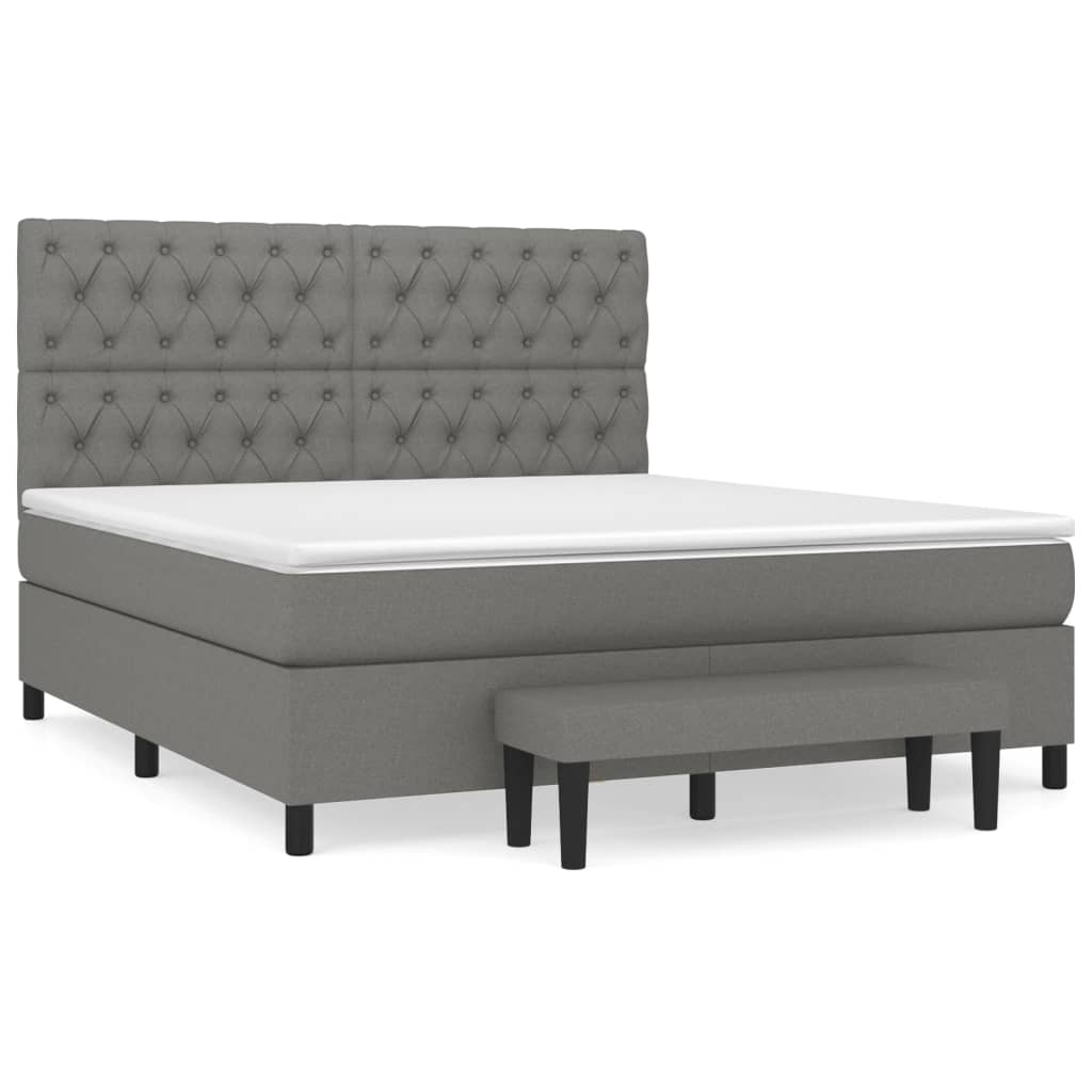 Sommier à lattes de lit avec matelas Gris foncé 160x200cm Tissu